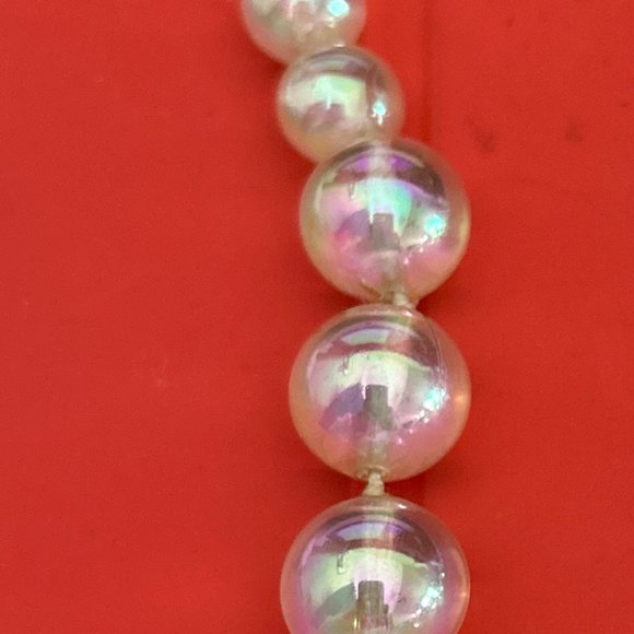 VTG AB Finish Clear Lucite Beaded Necklace - Picture 11 of 14